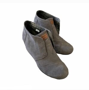 Toms grey suede wedge ankle boots SZ 10